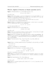 Week 8: Algebra I: Functies en binaire operaties (set I)