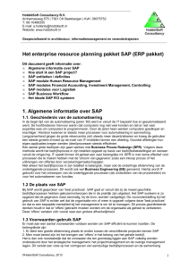 Het enterprise resource planning pakket SAP (ERP pakket) 1