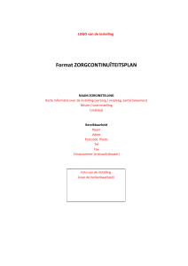 Inhoudsopgave Format Zorgcontinuïteitsplan