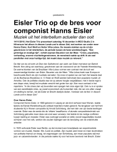 Eisler Trio op de bres voor componist Hanns Eisler