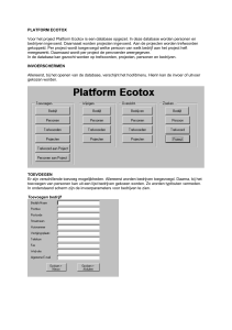 PLATFORM ECOTOX Voor het project Platform Ecotox is