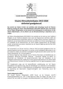 Vlaamse klimaatbeleidsplan 2013-2020 definitief goedgekeurd