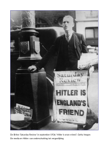 De Britse `Saturday Review` in september 1936: `Hitler is onze vriend