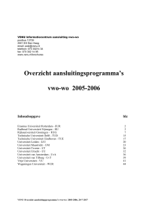 Overzicht aansluitingsprogramma`s vwo-wo, 2002