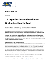 Persbericht 15 organisaties ondertekenen Brabantse Health Deal