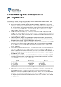 Advies Metaal-op-Metaal Heupprothesen per 1 augustus 2015