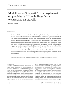 Modellen van `integratie` in de psychologie en psychiatrie (III) – de