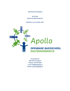 Schoolondernemingsplan 2012-2016 Apollo obs daltononderwijs