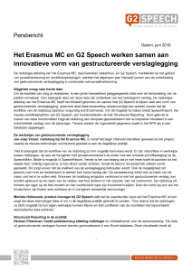 Het Erasmus MC en G2 Speech werken samen aan innovatieve