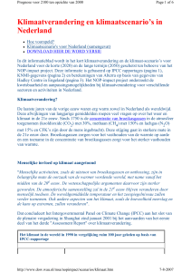 Klimaatverandering en klimaatscenario`s in Nederland