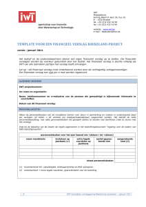 template voor een financieel verslag baekeland-project
