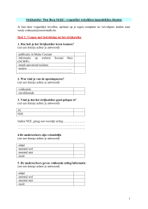 Strijkatelier `Den Berg Strijk`: vragenlijst wekelijkse/maandelijkse