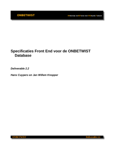 Specificaties Front End voor de ONBETWIST Database
