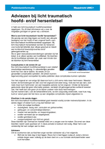 Adviezen bij licht traumatisch hoofd- en/of hersenletsel