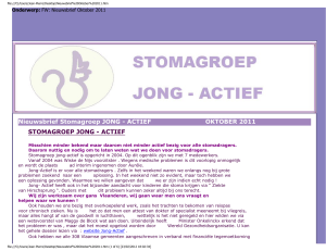 Nieuwsbrief Stomagroep JONG - ACTIEF OKTOBER - Stoma