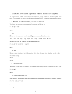 1 Matlab: problemen oplossen binnen de lineaire algebra