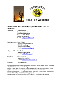Nieuwsbrief Succulenta Haag en Westland, juni 2017 Bestuur: