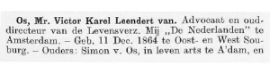 Os, Mr. Victor Karel Leendert van. Advocaat en oud