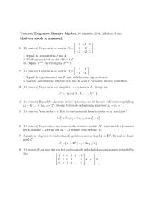 Tentamen Toegepaste Lineaire Algebra, 16 augustus 2004