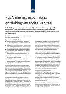 Het Arnhemse experiment: ontsluiting van sociaal kapitaal