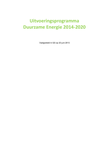 Uitvoeringsprogramma Duurzame Energie 2014-2020