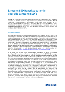 Samsung SSD Beperkte garantie Voor alle Samsung SSD´s