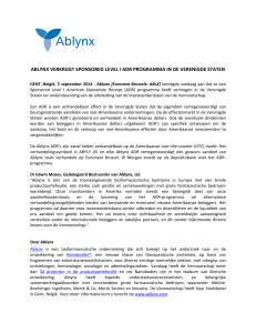 ablynx verkrijgt sponsored level i adr programma in de