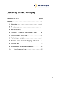 Jaarverslag 2013 MD Vereniging INHOUDSOPGAVE pagina
