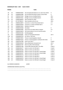 BOEKENLIJST 2016 – 2017 KLAS 4 HAVO NAAM: KLAS: