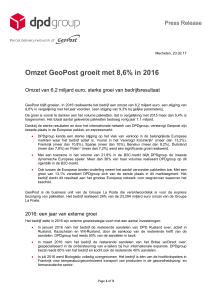 Omzet GeoPost groeit met 8,6% in 2016