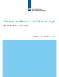 Windkaart van Nederland op 100 meter hoogte