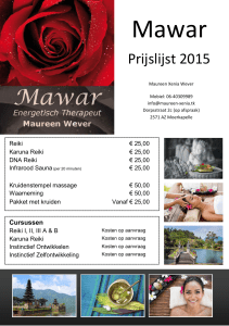 Prijslijst 2015 - Mawar Healing en Massage