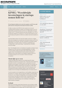 KPMG: `Wereldwijde investeringen in startups nemen licht toe`