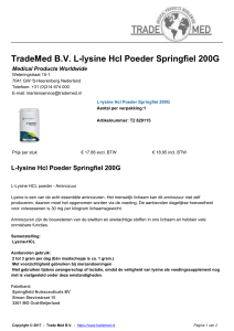 TradeMed B.V. L-lysine Hcl Poeder Springfiel 200G