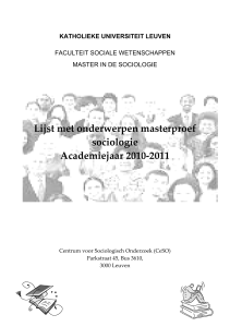 Lijst met onderwerpen masterproef sociologie Academiejaar 2010