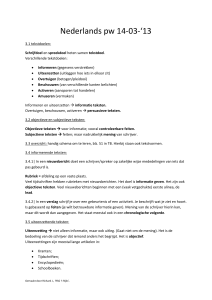 Nederlands pw 14-03-`13 3.1 tekstdoelen: Schrijfdoel en spreekdoel