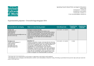 Experimentele projecten - Overzicht begrotingsjaar 2014
