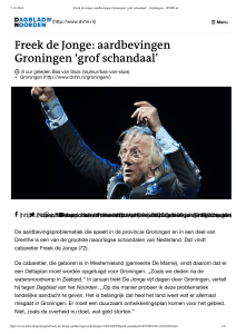 Freek de Jonge: aardbevingen Groningen `grof schandaal