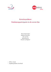 Kennissynthese: patiëntenparticipatie in de eerste lijn.