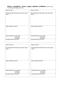 Klasse : zoogdieren, vissen, vogels, reptielen