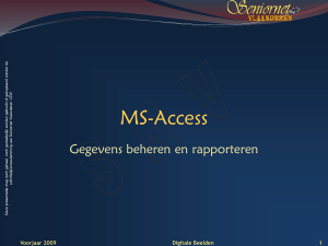 MS-Access - Seniornet Vlaanderen