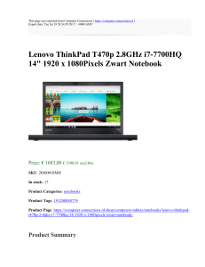 Lenovo ThinkPad T470p 2.8GHz i7-7700HQ 14" 1920 x 1080Pixels