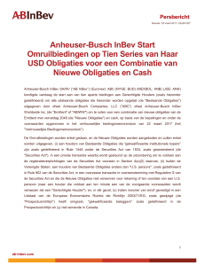 Anheuser-Busch InBev Start Omruilbiedingen op Tien