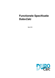 Functionele Specificatie DuboCalc