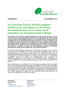 De Schneider Electric Stichting reageert positief op de uitnodiging