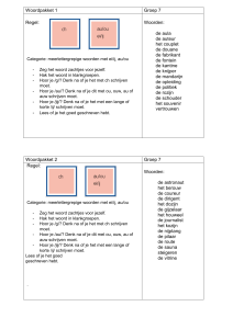 Woordpakket 1 Groep 7 Regel: Woorden: de aula de auteur het