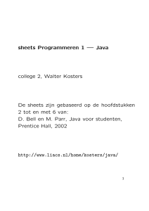 sheets Programmeren 1 — Java college 2, Walter Kosters De