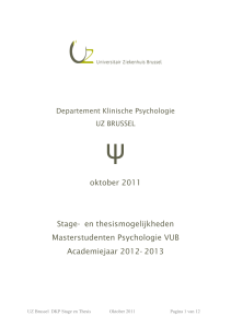 oktober 2011 Stage- en thesismogelijkheden