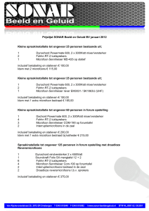 Prijslijst SONAR Beeld en Geluid BV januari 2012 Kleine