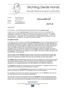 Nieuwsbrief 2012 - Stichting DERDE HANDs